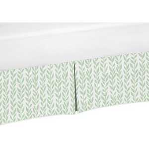 Sweet Jojo Designs Girl Baby Crib Bed Skirt Sunflower Green and White - 1 of 3