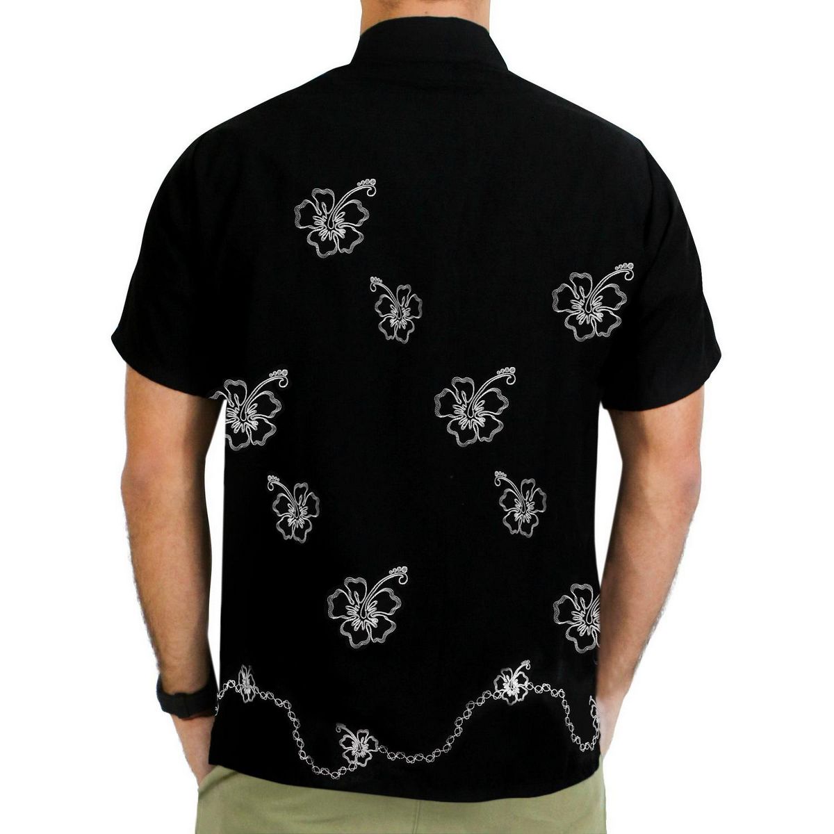 LA LEELA Men's Button Down Hawaiian Shirt Stylish Beach Short Sleeves Aloha Party Casual Tops Summer Funky Holidays Shirts S Hibiscus_AE91 - thumbnail 2