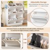 MAYEERTY Modern Elegant Narrow Tipping Bucket Shoe Cabinet, 6 Flip Drawers Adjustable Shelf 3 Silvery Hooks, White - 3 of 4