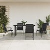 vidaXL 5 Piece Patio Dining Set Black Steel and Textilene - 55.1" Table Length 4 Items - 2 of 4