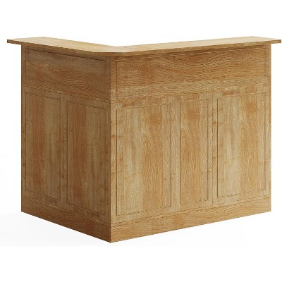 Tribesigns 4-Tier L-Shaped Bar Cabinet with Stemware Racks, Corner Bar Unit Table Reception Desk