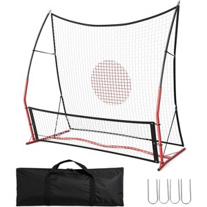 2 in-1 Soccer Rebounder Net, 6ft x4.6ft Small&6ft x1.4ft Bounce Back Net for Team Volley Passing Solo Training,Includes Carry Bag and 4 Ground Spikes - 1 of 4