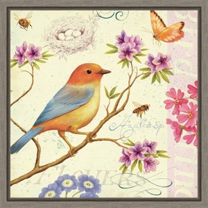 Amanti Art Birds and Bees II by Daphne Brissonnet Canvas Wall Art Print Framed 16-in. x 16-in. - 1 of 4