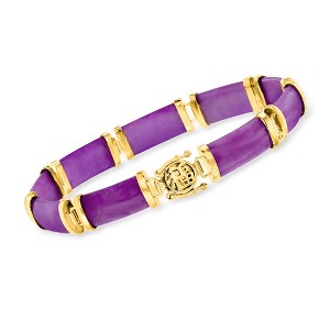Ross-Simons Purple Jade Chinese Symbol Bracelet in 18kt Gold Over Sterling - 1 of 4