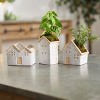 Porcelain house planter trio with 6.25 inch height for modern and farmhouse styling By Melros - 2 of 4