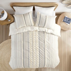 Gulches King/Cal King Cotton Printed Duvet Cover Set with Chenille, Premium Bedding for Large Beds - 1 of 4
