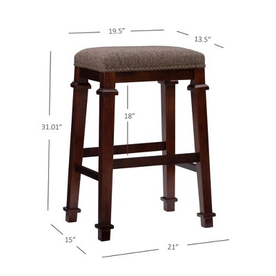 Kennedy 30" Walnut and Brown Backless Wood Barstool