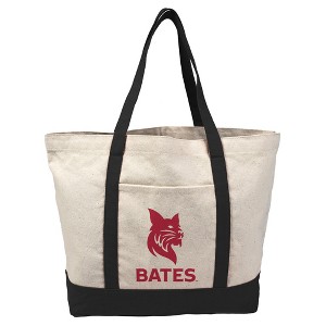 Bates College Primary Logo Canvas Tote Bag With External Pocket, Reusable Shoulder Bag for Shopping, School, Beach - 1 of 4
