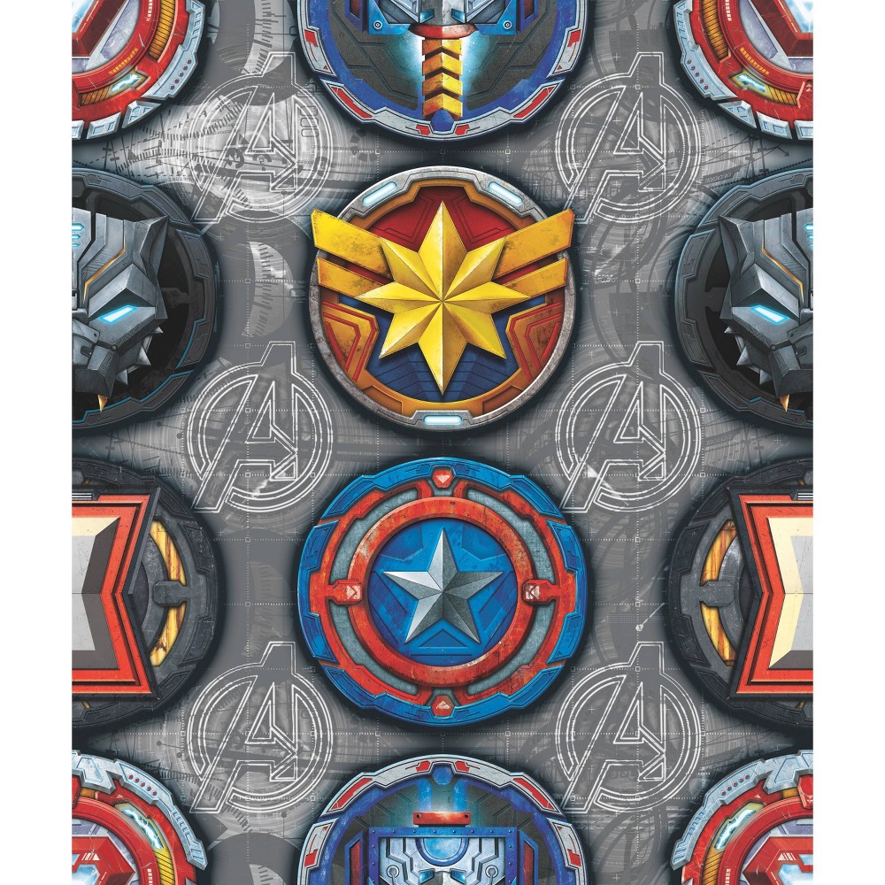 Photos - Wallpaper Roommates Avengers Emblems Peel and Stick Kids'  Red/Yellow/Gray - RoomMate 