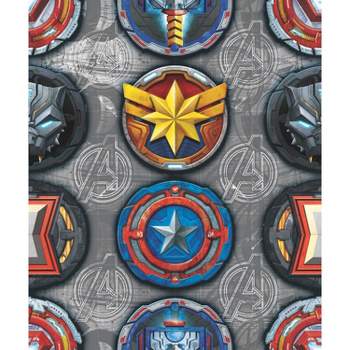 Avengers Emblems Peel and Stick Kids' Wallpaper Red/Yellow/Gray - RoomMates