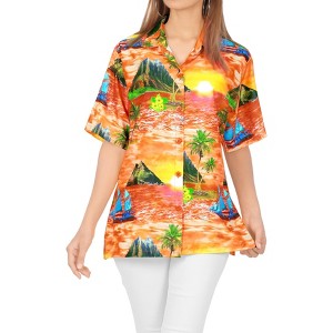 HAPPY BAY Hawaiian Shirts Womens Casual Summer Beach Blouse Shirt Luau Party Colorful Short Sleeve Vacation Dress Shirts T Shirt - 1 of 4