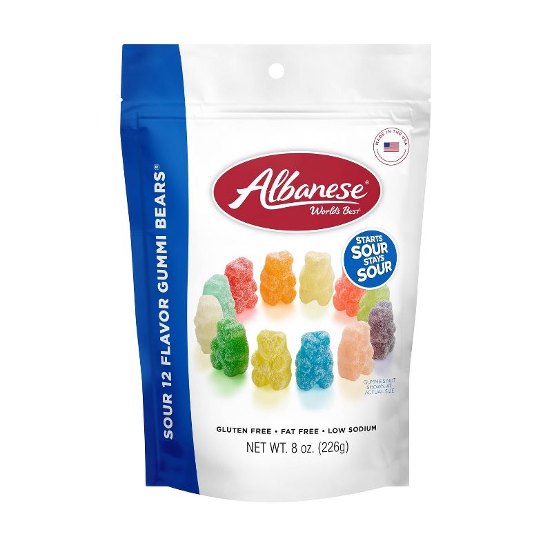 Albanese World&#39;s Best Sour 12 Flavor Gummi Bears Candy - 8oz, 1 of 14
