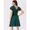 Allegra K Women's V Neck Tie Waist Ruffle Short Sleeves Knee Length Casual Dress - 3 of 4