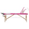 vidaXL Foldable Massage Table 3 Zones Wood White and Pink - 4 of 4