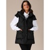 INSPIRE CHIC Women's Winter Hooded Zip Up Mid Long Sleeveless Quilted Padded Vest Coat - 2 of 4