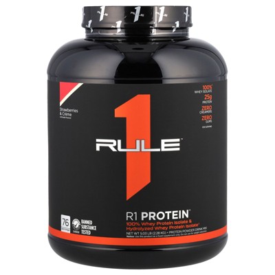 Rule One Proteins R1 Protein Powder Drink Mix, Strawberries & Creme, 5.03 lbs (2.28 kg)