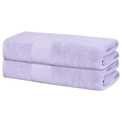 Unique Bargains Absorbent Quick Dry Solid Cotton Textured Bath Towels 2 Packs