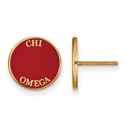 Black Bow Jewelry 14k Yellow Gold Plated Sterling Silver Chi Omega Greek Life Stud Earring - image 1 of 3