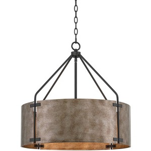 Possini Euro Design Julian 22" Farmhouse Rustic Industrial Pendant Chandelier Ceiling Light Fixture Dining Room Over Table Drum Silver Finish Metal - 1 of 4