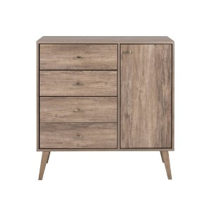 Milo Mid-Century Modern 4 Drawers Chest with Door - Prepac - 1 of 4