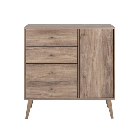 Milo Mid-Century Modern 4 Drawers Chest with Door - Prepac - image 1 of 4