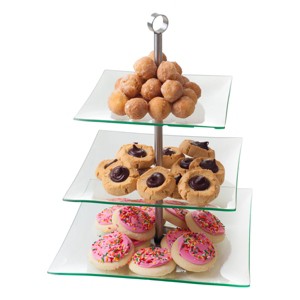 Hastings Home 3-Tier Square Glass Buffet and Dessert Display Stand - 1 of 4