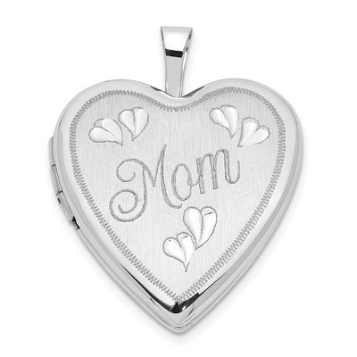 Black Bow Jewelry 14k White Gold 20mm Mom Heart Locket