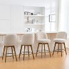 Bekrvio 26" Swivel Counter Height Bar Stools Set of 1/2/3/4,Fabric Upholstered Bar Chairs with Walnut Wood Legs, Counter-Height Kitchen Island Stools - 2 of 4