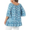 Women's Plus Size Floral Off Shoulder Half Sleeve Crew Neck Ruffle Tiered Vacation Summer Blouse - Agnes Orinda - 4 of 4