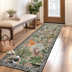 Nasitip Traditional Jungle Animals Pattern Area Rug Non-Slip Washable for Living Room，Bedroom，Entryway - 1 of 4