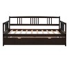 Twin Size Daybed Bed with Pull-Out Trundle and Guard Rails, Solid Pine Wood Sofa Bed for Compact Living Spaces-Baofuwish - 3 of 4