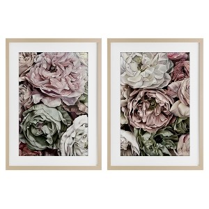 Stupell Industries Mixed Roses and Peonies 2pc Framed Print Under Glass Set - 1 of 4