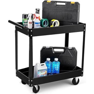 2 Tier Metal Utility Cart,330 Lbs Metal Heavy Duty Collapsible Utility Cart On Wheels,for Mechanic, Garage,Workshop, Warehouse & Repair Shop - 1 of 4
