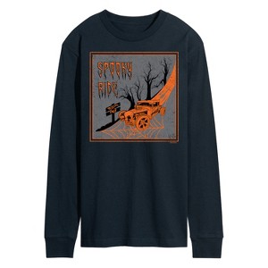 Men's Hot Wheels Halloween Long Sleeve Graphic T-Shirt - Navy - Large - 1 of 4