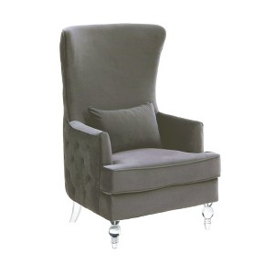 Aubree Velvet Chair with Acrylic Legs Grey 30.3"W x 32.9"D x 48"H - 1 of 4