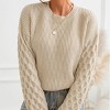 Women‘s Cream Sweater Long Sleeve Honeycomb Knit Pullover - Cupshe - 2 of 4