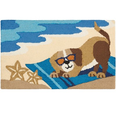 Nourison Home Trends 3698D Dog Beach Indoor Mat - Blue 1'6"X2'6"