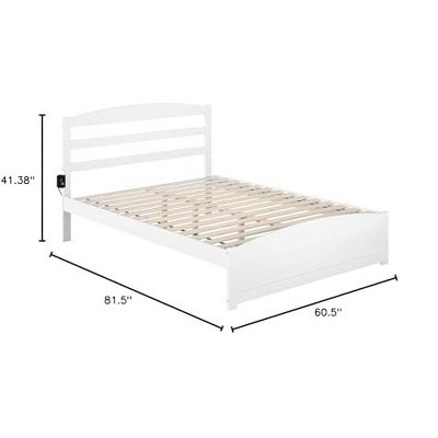 Warren White Solid Wood Queen Platform Bed with Slats
