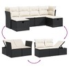 vidaXL Patio Sofa Set with Cushions Outdoor Furniture 6 Piece Poly Rattan - Black and Cream Without Storage - 3 of 4
