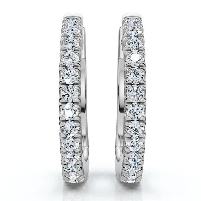 Pompeii3 Small Diamond Hoop Earrings 14k White or Yellow Gold Lab Created 1/2" Tall