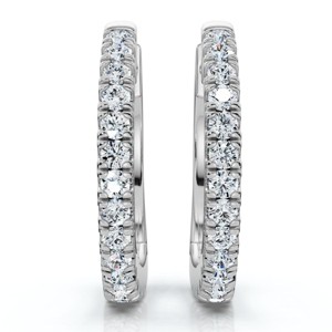 Pompeii3 Small Diamond Hoop Earrings 14k White or Yellow Gold Lab Created 1/2" Tall - 1 of 4