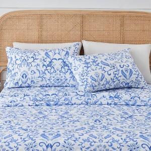 Winter Floral Brushed Microfiber Sheet Set - Great Bay Home - 1 of 4