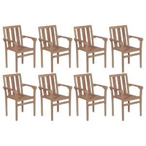 vidaXL 8X Teak Wood Stackable Patio Chairs - Garden/Outdoor Seating with Taupe Cushions, Durable Lounge for Living Room/Office/Bar - 1 of 4