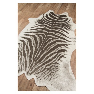 Gray and Taupe Faux Fur Rectangular Area Rug