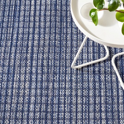 Coco Blue and Grey Handwoven Plaid 6' x 9' Indoor/Outdoor Rug