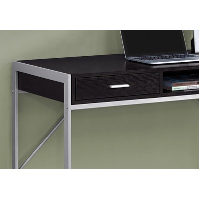 Vynxaria Modern 48" Brown Laminate Computer Desk with Grey Metal Frame & Storage Drawers for Home Office Laptop Work