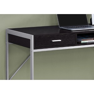 Vynxaria Modern 48" Brown Laminate Computer Desk with Grey Metal Frame & Storage Drawers for Home Office Laptop Work - 1 of 4