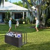 Pool Storage Bin, Rolling Poolside Float Storage with Towel Rack and Wheels, PE Rattan Mesh Organizer - 4 of 4