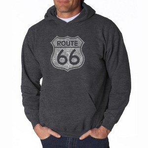 LA Pop Art Men's Word Art Hooded Sweatshirt - CITIES ALONG THE LEGENDARY ROUTE 66 - 1 of 4