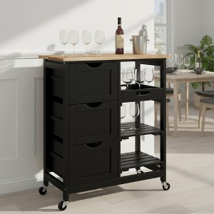 Homy Casa Kitchen Island Cart with Wood Top and Storage Shelves for Dining or Kitchen Use - 1 of 4